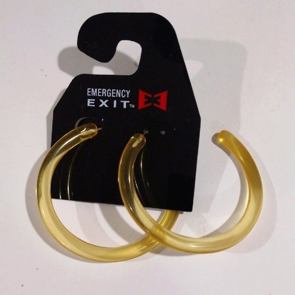 Chunky Yellow Half Hoop Big Earrings - Women's Fashion Jewelry - Picture 1 of 7
